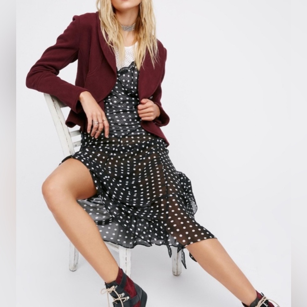 FREE PEOPLE Flared and Femme Jacket Size Small Sangria Like New